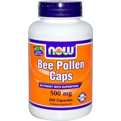Витамины  Bee Pollen 500 mg 250 capsNOW. Bee Pollen 500 mg 250 caps - фото 1