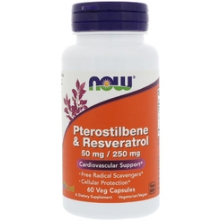  Pterostilbene 50 mg Resveratrol 250 mg 60 vcapsNOW. Pterostilbene 50 mg & Resveratrol 250 mg 60 vcaps - фото 1