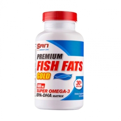 Полезные жиры  Premium Fish Fats Gold 120 softgelsSAN. Premium Fish Fats Gold 120 softgels - фото 1