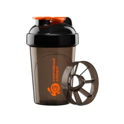 2DТрейд Спортивный шейкер «Турмалин мини» 500 мл черный шейкер с оранжевым логотипом и оранжевой защелкойsr13449 - фото 1