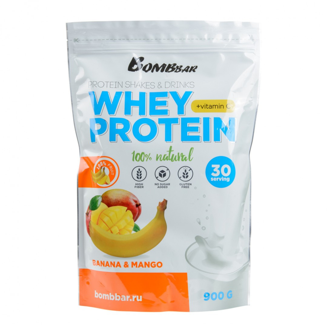 Протеин сывороточный изолят Bombbar Протеиновый коктейль 900 г банан-манго sr27207