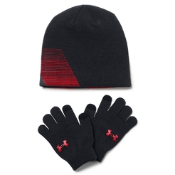 Комплект шапка и перчатки under armour Boys Beanie Glove Combo Black  Graphite  Red 1321599-001 - фото 2