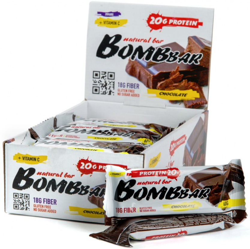 Bombbar Протеиновый батончик (20 шт в уп) 60 г двойной шоколад sr2024