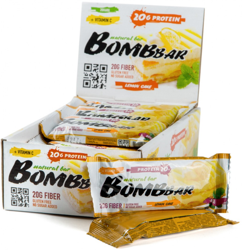 Батончики протеиновые Bombbar Протеиновый батончик (20 шт в уп) 60 г лимонный торт sr1988
