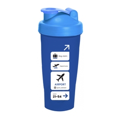 2DТрейд Спортивный шейкер «Airport» 600 мл Синий с белым логотипом.sr30206 - фото 1