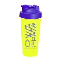 2DТрейд Спортивный шейкер «Bag» 600 мл Желтый с синей крышкой и логотипом.sr30207 - фото 1