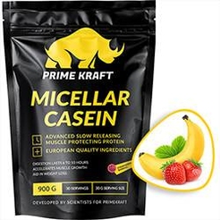 Протеин казеин Prime Kraft MICELLAR CASEIN (напиток сухой ДС) 900 г Клубника-бананsr33850 - фото 1
