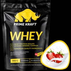 Сывороточный протеин Prime Kraft Whey protein (спец. пищевой продукт СГР) 900 г Клубничный йогуртsr33821 - фото 1