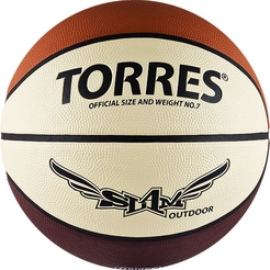 Мяч баскетбольный TORRES Slam цв.бежевый-бордовый-оранжевый р.700034548 - фото 1