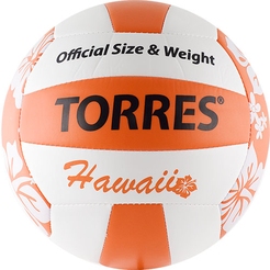 Мяч волейбольный TORRES Hawaii цв.белый-оранжевый-черный р.500035985 - фото 1