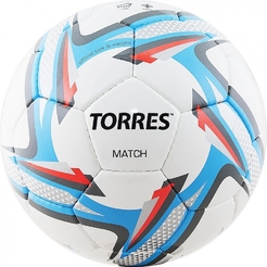Мяч футбольный TORRES Match цв.белый-серебристый-голубой р.4П000010898 - фото 1