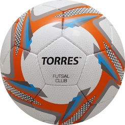 Мяч футбольный TORRES Futsal Club цв.белый-оранжевый-серый р.4П000016348 - фото 1