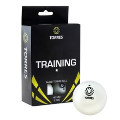 Мячи настольный теннис Torres Training 1* цв.белый 40мм 6шт/упак00048005 - фото 1