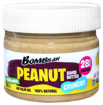 Bombbar Паста натуральная Peanut bomb butter (12 шт в уп) 300 г хрустящая sr29131
